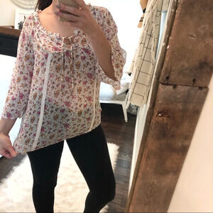 DECREE small oversized floral boho peasant blouse